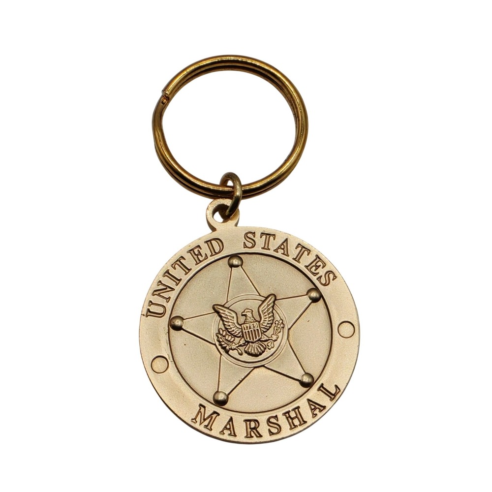 United States Marshal Department of Justice Gold Tone Star Badge Keychain